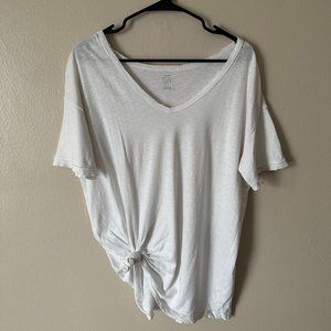 Aerie Real Soft White V-Neck T-Shirt